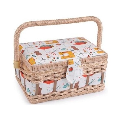 Kazeta - košík na šicí potřeby - bílá/šicí stroj