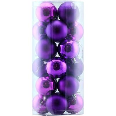 DECOLED Plastové gule, priemer 8 cm, fialové, 12× lesklá, 12× matná