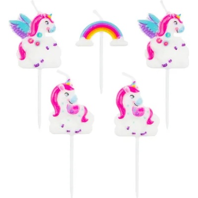 Godan Свещи с еднорози и дъга - комплект от 5 броя (pf-spjr)