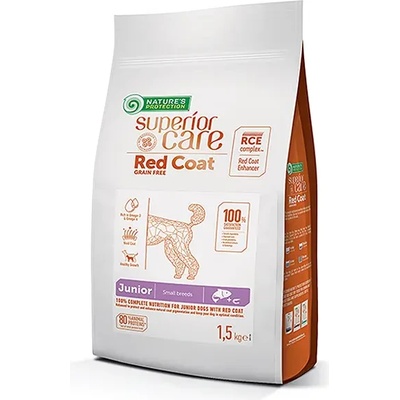 Nature's Protection Red Coat Grain Free Salmon Junior Small and Mini Breeds - супер премиум храна за подрастващи кучета от дребните породи (2-12 месеца)