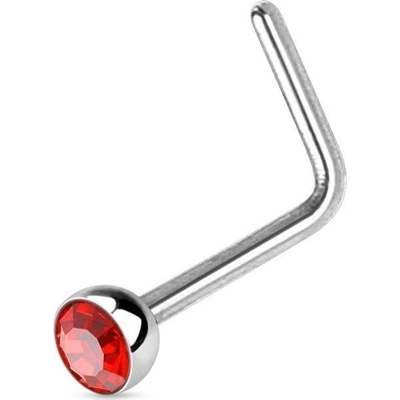 Šperky4U zahnutý piercing do nosu s kamínkem N0044-R