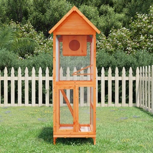 vidaXL Къщичка за птици кафява 60x58, 5x160 см масивна чамова дървесина (172255)