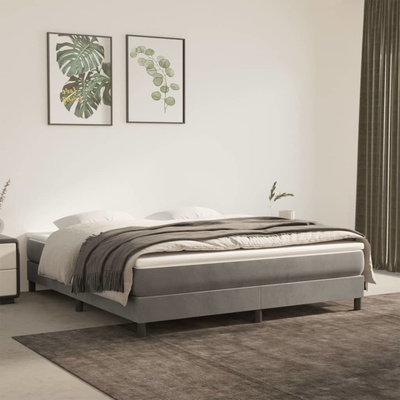 Petrashop 3144345 boxspring postel s matrací světle šedá samet