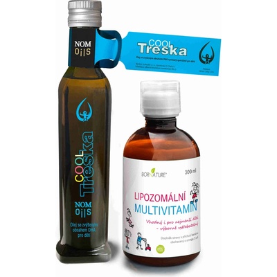 Nom-oils Denné Maximum COOL treska 240 ml + detský Lipozomálny Multivitamín 300 ml