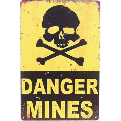 Plechová tabula Danger Mines 20x30