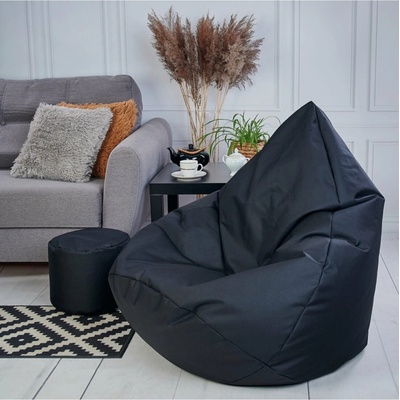 Supplies veľký sedací vak outdoor relax nesnímateľný poťah z polyestra čierny