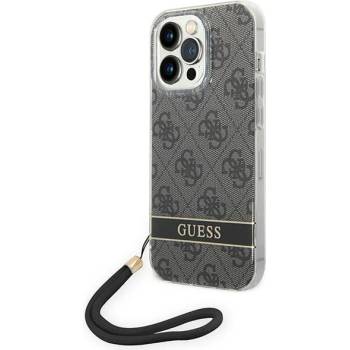 GUESS Кейс Guess GUOHCP14LH4STK за iPhone 14 Pro 6.1"", черен / черен, твърд, 4G Print Strap (KXG0036716)