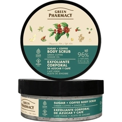 Green Pharmacy Zelená káva a zázvorový olej cukrovo-kávový telový peeling 200 ml