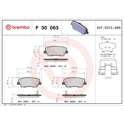 Sada brzdových platničiek kotúčovej brzdy BREMBO P 30 063 P 30 063
