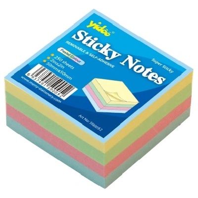 Самозалепващи листчета 50/50мм, пастел 250 листа