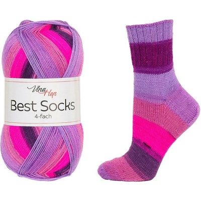 Vlna - Hep příze Best Socks 7724 variace fialové, neon růžová