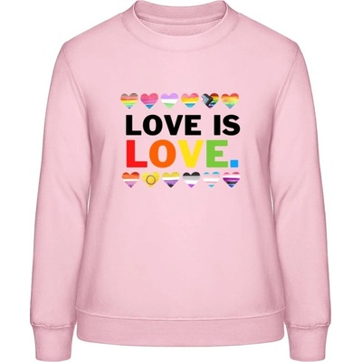 AWDis Sweat mikina Nápis Love is Love bábätkovská ružová
