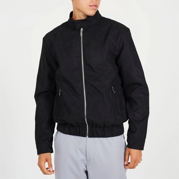 Brave Soul Яке Brave Soul Men's Black Faux Suede Funnel Neck Long Sleeve Bomber Jacket - Black