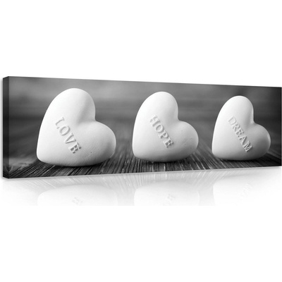 Postershop Obraz na plátně: Love, Hope, Dream - 145x45 cm