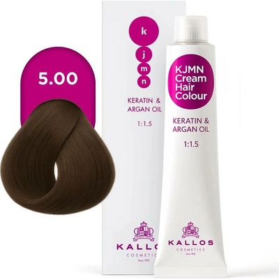 Kallos KJMN s keratinem a arganovým olejem 5.00 Light Brown Plus Cream Hair Colour 1:1.5 100 ml