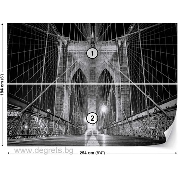 Image 1 of Фототапет Бруклински мост черно-бял 2