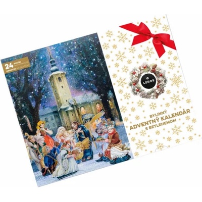 LEROS BYLINNÝ ADVENTNÝ KALENDÁR S BETLEHEMOM 4 24 druhov čajov po 1 vrecúšku vystrihovacie postavičky 24 ks menovky 24 ks inov. 2024 1x1 set