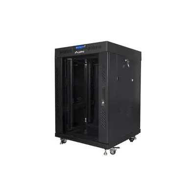 Lanberg Комуникационен шкаф, Lanberg rack cabinet 19" free-standing 15U/600x600 (flat pack) with glass door lcd black v2 (FF01-6615-12BL)