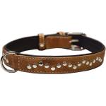 COLLAR Кожен нашийник с метална апликация - 38 - 49см, 25мм - кафяв