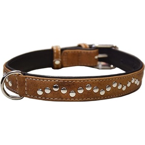 COLLAR Кожен нашийник с метална апликация - 38 - 49см, 25мм - кафяв