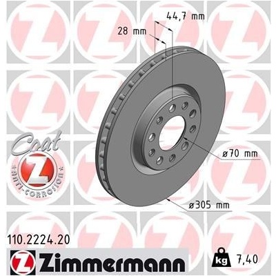 Brzdový kotúč (cena za 1ks) ZIMMERMANN 110.2224.20