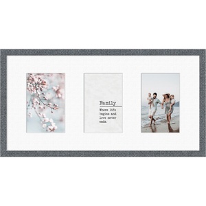 STYLER Рамка за 3 снимки Kyoto с бяло паспарту 23 x 46 см сива (RA-15135)