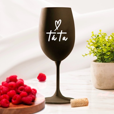 Ahome Sklenice na víno Táta srdce černá 450 ml