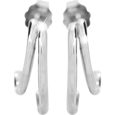 JSB bijoux s.r.o. Stříbrné náušnice puzety dvojitá kreole bez krystalů (Stříbro 925/1000)