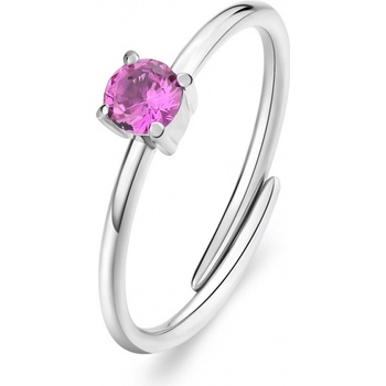 S'Agapõ Ocelový prsten s fuchsiovým kubickým zirkonem Dazzly SDZ32