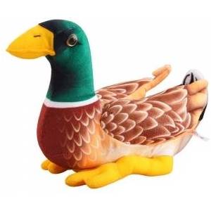LEAN Toys Plush Mascot Cuddly Toy Duck Brown Green 28cm