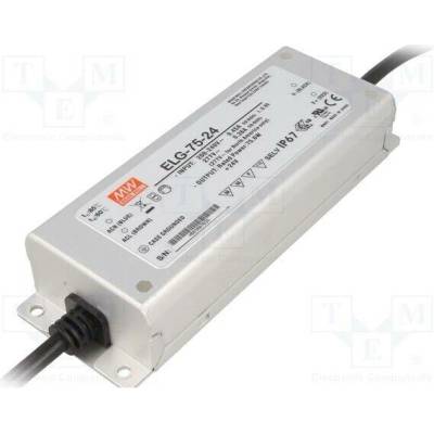 MEAN WELL ELG-75-24 Napájecí zdroj: spínaný; LED; 75,6W; 24VDC; 3,15A; 180÷295VAC; IP67