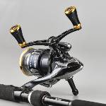 GOMEXUS Двойна ръкохватка (ноб) за дръжка GOMEXUS Black & Gold Spinning Double Handle 98mm Aluminium за макари Daiwa и Shimano Риболовна макара