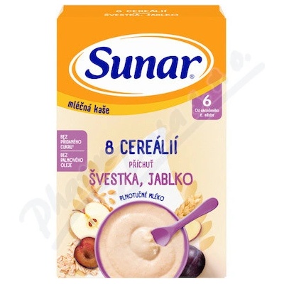 Sunar Mléčná kaše 8 cereál.švestka/jablko 210 g