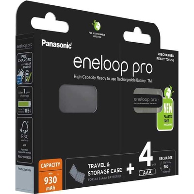 Panasonic 4 бр. Panasonic Eneloop PRO NEW R03/AAA 930mAh BK-4HCDEC4BE + кутия (5410853065050)