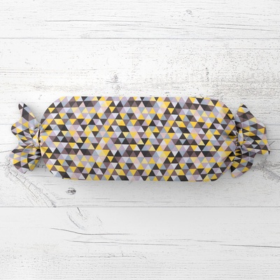 Biante Vankúš valec bonbon Sandra SA-218 Žlto-hnedo-ružové trojuholníčky 15x40