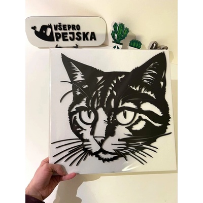 Vsepropejska 3D samolepka na zeď ze dřeva kočka 10 Rozměr (cm): 38 x 36, Dekor: Černá
