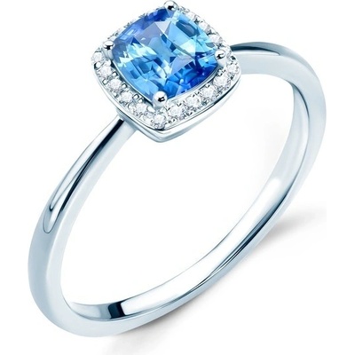 Savicki zásnubní prsten bílé zlato modrý safír diamanty ZS20NSZ BZ