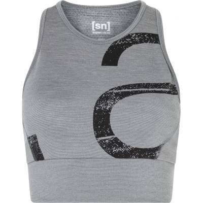 super. natural Дамски спортен сутиен super. natural Women's Capital Logo LF Top Sports bra - Cashmere Grey Melange / Jet Black (114-3791-0114)