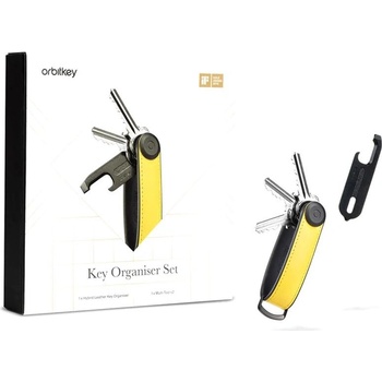 Klíčenka Orbitkey Dárková sada z nappa kůže a multitoolu Hybrid Leather + Multitool V2 Solar Yellow