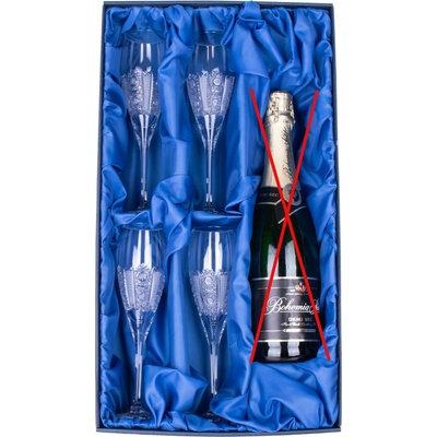 ONTE CRYSTAL Sada na sekt se skleničkami Iris Sampus broušené skleničky 4 x 150 ml