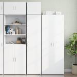 vidaXL Тесен шкаф за съхранение, бял, 45x42, 5x225 см, инженерно дърво (3281287)