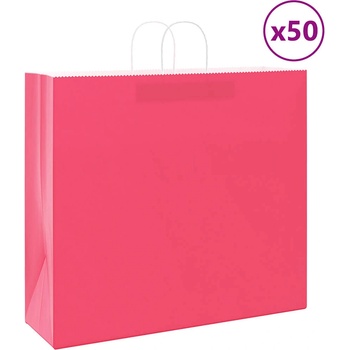 vidaXL Хартиени торбички 50 бр с дръжки розови 54x15x49 см (4101668)