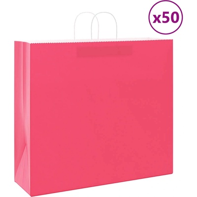 vidaXL Хартиени торбички 50 бр с дръжки розови 54x15x49 см (4101668)