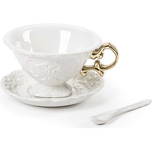 Seletti Чаша за чай I-Wares Gold с чинийка и лъжичка (09868)