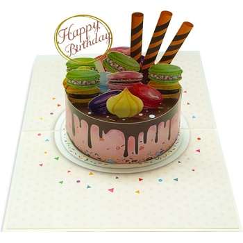 Kiriori Поздравителна картичка Kiriori Pop-up - Торта с макарони (CSCBD064PAEN)