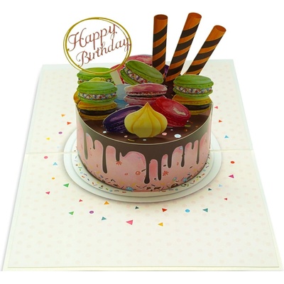 Kiriori Поздравителна картичка Kiriori Pop-up - Торта с макарони (CSCBD064PAEN)