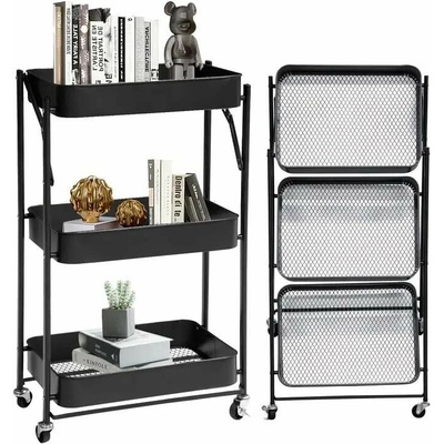 Servírovací stolek skládací kolečka kov černá NoBi TOTENHAM