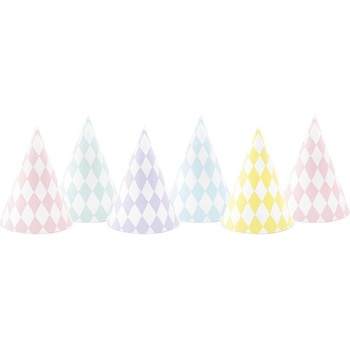 Party Deco Нежни Парти Шапки, Пастелни Цветове - (1 пакет / 6 бр. )