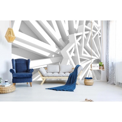 Dimex MA-5-2597 Samolepicí vliesová fototapeta na zeď Abstraktní bílá geometrie rozměry 375 x 250 cm