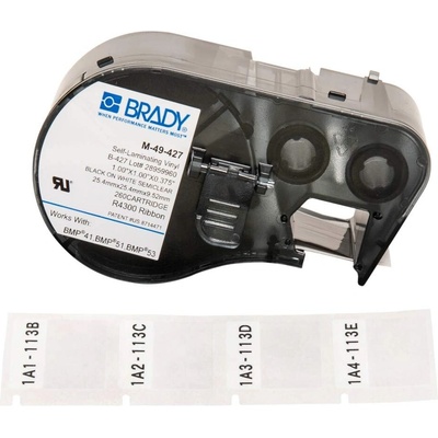 Brady M4-135-427-AW / 170748, 6.35 mm x 27.94 mm, Vinyl, черно копиране / бял фон (170748)